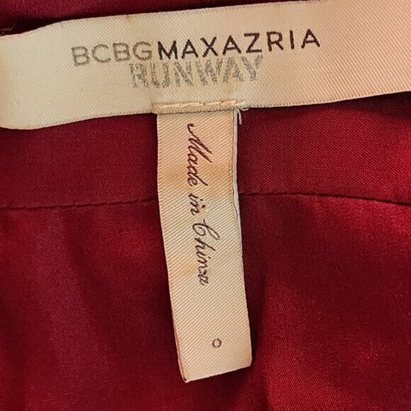 BCBGMaxAzria Runway Pink Red Pleated Twisted Satin Mini Dress - Picture 6 of 7